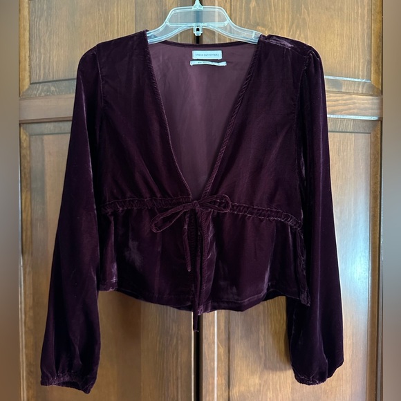 UO, Velvet Tie Jacket, Maroon - Picture 1 of 3